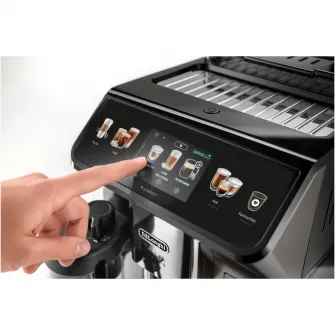Espressor automat De’Longhi Eletta Explore ECAM 450.86.T, 2 Carafe cu tehnologie LatteCrema (Hot  Cool), Tehnologie de extractie la rece, Rasnita cu tehnologie Bean Adapt, Coffee Link App, Cana 473 ml, 1450W, 19 bar, 1.8 l, Negru – Argintiu inchis