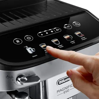 Espressor automat De’Longhi Magnifica Evo ECAM 290.31.SB, 1,8l, 15 bar, sistem spumare lapte manual, rasnita cu 13 setari, 1450 W, negru/argintiu