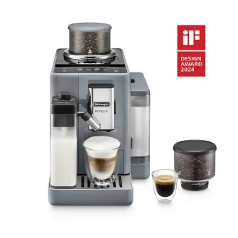 Espressor automat De’Longhi Rivelia EXAM 440.55.G, 0132215475, 2 recipiente pentru boabe, Tehnologie Bean Adapt, carafa cu tehnologie LatteCrema Hot, 1450W, 19 bar, 1.4 l, Gri