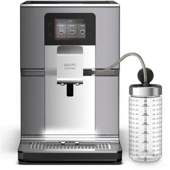 Espressor automat Krups Intuition Preference+ EA875E10, Accesoriu pentru spumarea laptelui, 15 bauturi, Ecran tactil, Tehnologie Quattro Force, Retete favorite, 1450W, Argintiu