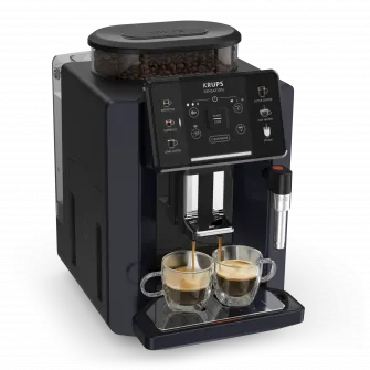 Espressor automat KRUPS Sensation EA910B10, 5 retete,ecran tactil, presiune 15 bari, capacitate rezervor cafea 260g, duza de abur, 1450 W, Sistem Thermoblock Compact, negru  violet