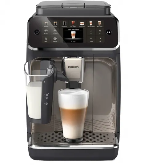 Espressor automat Philips EP4449/70 seria 4400, presiune 15 bari, solutie de lapte LatteGO, 12 tipuri de bauturi, ecran tactil intuitiv, Tehnologie noua SilentBrew pentru preparare silentioasa, rasnita ceramica, functie QuickStart, negru- bronz