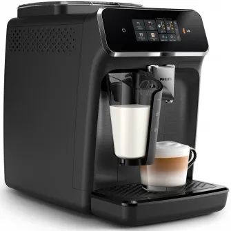 (Resigilat) Espressor automat Philips seria 2300 EP2330/10, LatteGO, 4 tipuri de bauturi, ecran tactil intuitiv, Tehnologie noua SilentBrew, Aplicatie Coffee+, rasnita ceramica, negru mat