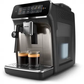 Espressor automat Philips seria 3200 EP3326/90, sistem clasic de spumare, 5 tipuri de bauturi, ecran tactil intuitiv, Tehnologie noua SilentBrew, Aplicatie Coffee+, negru/auriu