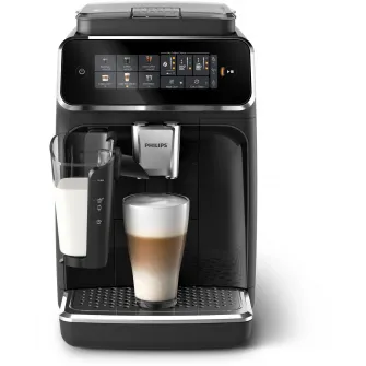 Espressor automat Philips seria 3200 EP3341/50, LatteGO, 6 tipuri de bauturi, ecran tactil intuitiv, Tehnologie noua SilentBrew pentru preparare silentioasa, Aplicatie Coffee+, rasnita ceramica, negru