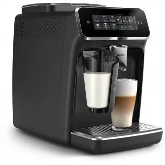 Espressor automat Philips seria 3200 EP3341/50, LatteGO, 6 tipuri de bauturi, ecran tactil intuitiv, Tehnologie noua SilentBrew pentru preparare silentioasa, Aplicatie Coffee+, rasnita ceramica, negru