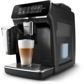 Espressor automat Philips seria 3200 EP3341/50, LatteGO, 6 tipuri de bauturi, ecran tactil intuitiv, Tehnologie noua SilentBrew pentru preparare silentioasa, Aplicatie Coffee+, rasnita ceramica, negru
