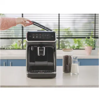 Espressor automat Philips seria 3200 EP3341/50, LatteGO, 6 tipuri de bauturi, ecran tactil intuitiv, Tehnologie noua SilentBrew pentru preparare silentioasa, Aplicatie Coffee+, rasnita ceramica, negru
