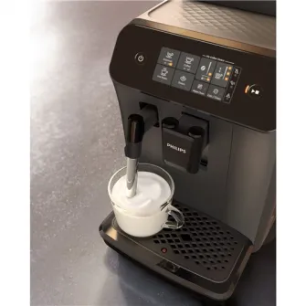 Espressor automat Philips seria 800 EP0824/00, sistem clasic de spumare a laptelui din plastic, 2 varietati de cafea, rasnita ceramica, display intuitiv, posibilitate de ajustare a tariei si a cantitatii de cafea