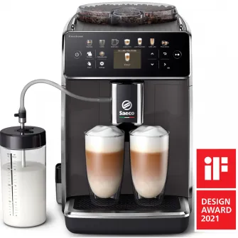 Автоматическая эспрессо-машина Saeco GranAroma SM6580/10, молочная система Latte Duo, напитки 14, цветной TFT-экран, 4 профиля пользователя, фильтр AquaClean, керамическая кофемолка, функция DoubleShot, серый