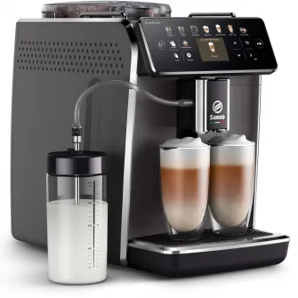 Автоматическая эспрессо-машина Saeco GranAroma SM6580/10, молочная система Latte Duo, напитки 14, цветной TFT-экран, 4 профиля пользователя, фильтр AquaClean, керамическая кофемолка, функция DoubleShot, серый