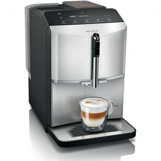 Espressor automat Siemens TF303E01, 1300W, 15 bari, Rezervor de apa 1.4 l, Touch control, Rasnita ceramica, 5 programe, Argintiu