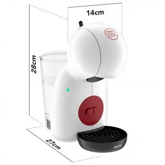 Espressor cu capsule KRUPS NESCAFÉ® Dolce Gusto® Piccolo XS KP1A3110, 15 bari presiune, 1600 W, capacitate rezervor 0.8 L, functie Eco, alb & rosu