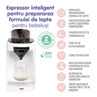 Espressor inteligent pentru prepararea formulei de lapte Easycare Baby, cu aplicatie