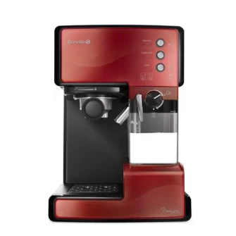 Espressor manual Breville Prima Latte VCF046X-01, 15 bari, 1.5 l, Recipient detasabil lapte 0.3 l, Rosu inchis