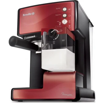 Espressor manual Breville Prima Latte VCF046X-01, 15 bari, 1.5 l, Recipient detasabil lapte 0.3 l, Rosu inchis