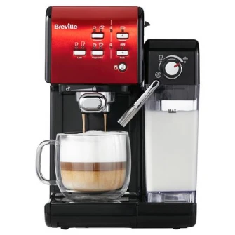 Espressor manual Breville VCF109X Prima Latte II, 19 bar, 1.5 L, recipient lapte 0.6 L, Rosu