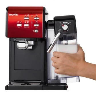 Espressor manual Breville VCF109X Prima Latte II, 19 bar, 1.5 L, recipient lapte 0.6 L, Rosu