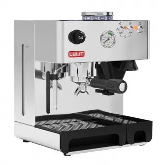Espressor manual cu manometru si rasnita Lelit PL 42 EM, 15 bar, corp din otel inoxidabil, 1000 W, 230V 50Hz - 120V 60Hz, Negru/Argintiu