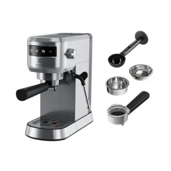 Espressor manual Electrolux Explore 6 E6EC1-6ST, 1400W, 15 bar, 1l, suport incalzit pentru cesti, selector frontal digital, tehnologie Thermo-Block pentru incalzire rapida, Auto-Shot Volume Control, optiune apa fierbinte, notificare decalcifiere, inox