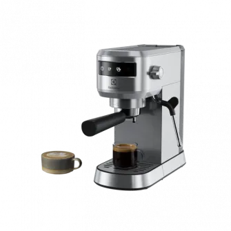 Espressor manual Electrolux Explore 6 E6EC1-6ST, 1400W, 15 bar, 1l, suport incalzit pentru cesti, selector frontal digital, tehnologie Thermo-Block pentru incalzire rapida, Auto-Shot Volume Control, optiune apa fierbinte, notificare decalcifiere, inox