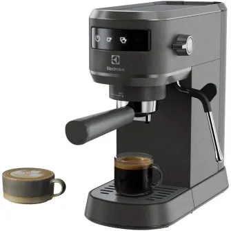Espressor manual Electrolux Explore 6 E6EC1-B6ST, 1400W, 15 bar, 1l, suport incalzit pentru cesti, tehnologie Thermo-Block pentru incalzire rapida, Auto-Shot Volume Control, optiune apa fierbinte, notificare decalcifiere, negru