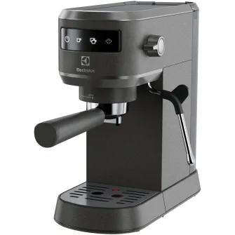 Espressor manual Electrolux Explore 6 E6EC1-B6ST, 1400W, 15 bar, 1l, suport incalzit pentru cesti, tehnologie Thermo-Block pentru incalzire rapida, Auto-Shot Volume Control, optiune apa fierbinte, notificare decalcifiere, negru