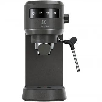 Espressor manual Electrolux Explore 6 E6EC1-B6ST, 1400W, 15 bar, 1l, suport incalzit pentru cesti, tehnologie Thermo-Block pentru incalzire rapida, Auto-Shot Volume Control, optiune apa fierbinte, notificare decalcifiere, negru
