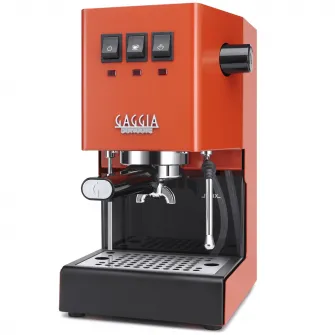 Espressor manual GAGGIA Classic E24 Orange, 1350W, 15 bar, portafiltru professional inox 58 mm, 3 site incluse, valva solenoida, teava apa/abur professionala, boiler interior alama, Portocaliu