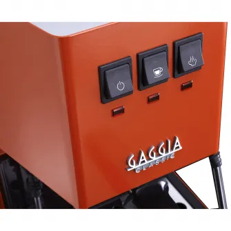 Espressor manual GAGGIA Classic E24 Orange, 1350W, 15 bar, portafiltru professional inox 58 mm, 3 site incluse, valva solenoida, teava apa/abur professionala, boiler interior alama, Portocaliu