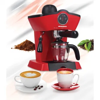 Espressor manual Heinner HEM-200RD, 800W, 3.5 bar, filtru inox, 250 ml, Rosu