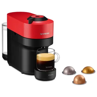 Espressor Nespresso by Krups Vertuo Pop XN920510, 1500W, tehnologie de extractie Centrifuzie, 4 retete de cafea, 0.56 l, rosu