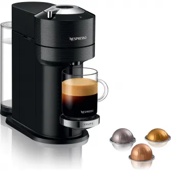 Espressor Nespresso by Krups XN910810 Vertuo Next, 1500W, Tehnologie de extractie Centrifuzie, Conectare la telefon, 1.1L, Negru + 12 capsule cadou