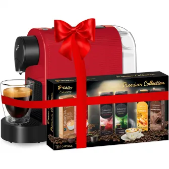 Espressor Tchibo Cafissimo Pure Plus 531295, 800 ml, 15 bari, 1250W, capsule, Rosu + Premium Collection