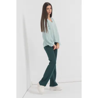 Esprit, Bluza cu decolteu in V si model uni, Menta, XS