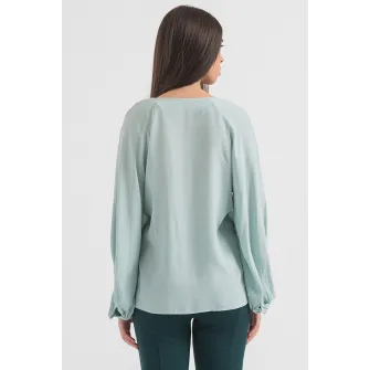 Esprit, Bluza cu decolteu in V si model uni, Menta, XS