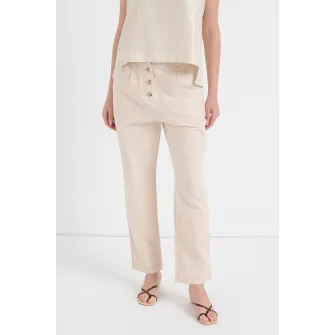 Esprit, Pantaloni din amestec de in cu croiala dreapta, Alb fildes, 27