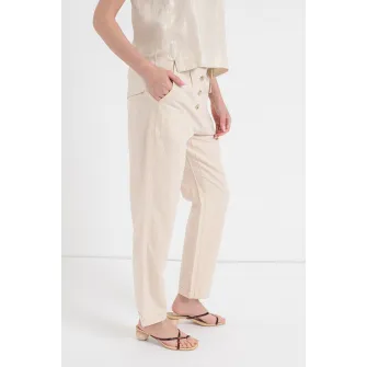 Esprit, Pantaloni din amestec de in cu croiala dreapta, Alb fildes, 27