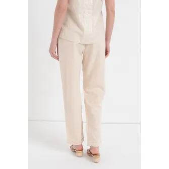 Esprit, Pantaloni din amestec de in cu croiala dreapta, Alb fildes, 27