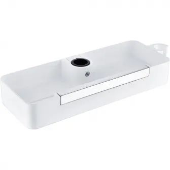 Etajera Aquasanit CONCEPT, pentru seturi de dus si coloane de dus, montare pe bara de dus, include stergator pentru cabina de dus si suport pentru para de dus,ABS alb, pentru bare de dus cu diametrul o22-24-25 mm
