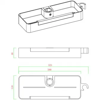 Etajera Aquasanit CONCEPT, pentru seturi de dus si coloane de dus, montare pe bara de dus, include stergator pentru cabina de dus si suport pentru para de dus,ABS alb, pentru bare de dus cu diametrul o22-24-25 mm