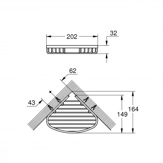 Etajera baie Grohe BauCosmopolitan, fixare ascunsa, 20 cm, Crom