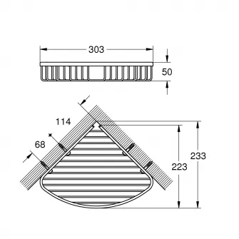 Etajera baie Grohe BauCosmopolitan, fixare ascunsa, 30 cm, Crom