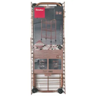 Etajera cu roti Metaltex, 3 rafturi, model Lugano copper, 41x23x63 cm