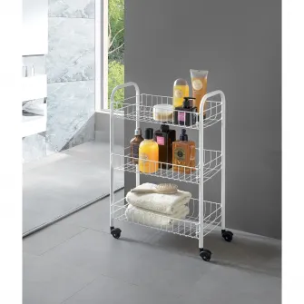 Etajera cu roti Metaltex, 3 rafturi, model Siena, 41x23x63 cm