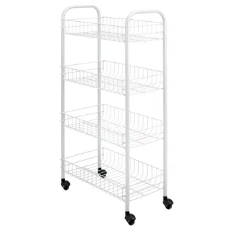 Etajera cu roti Metaltex, 4 rafturi, model Pisa, 41x23x84 cm