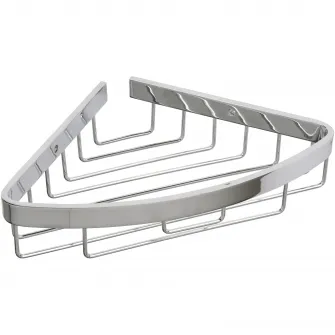 Etajera de colt pentru dus Aquasanit ATTRACTIVE, aluminiu cromat, crom lucios, tratat contra ruginii, montaj cu dibluri si suruburi