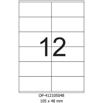 Etichete albe autoadezive 12/A4, 105 x 48 mm, 100 coli/top, Optima
