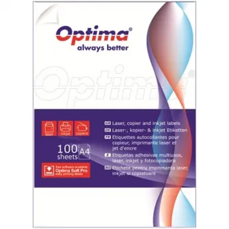 Etichete albe autoadezive 12/A4, 105 x 49.4 mm, 100 coli/top, Optima