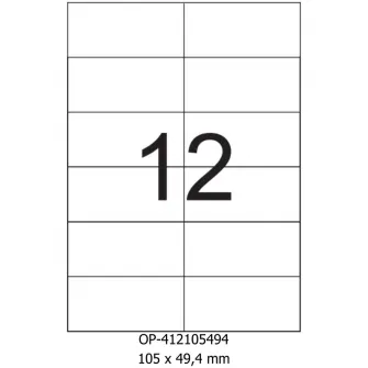 Etichete albe autoadezive 12/A4, 105 x 49.4 mm, 100 coli/top, Optima